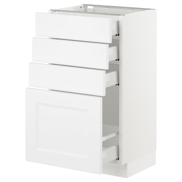 SEKTION / MAXIMERA Armoire inf 4 tir, blanc/Axstad blanc mat, 18x15x30 "