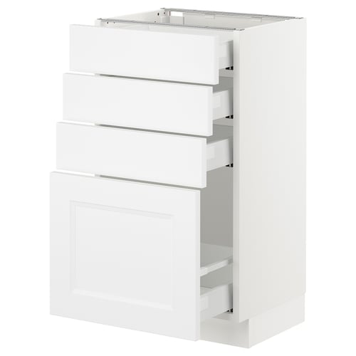 SEKTION / MAXIMERA Armoire inf 4 tir, blanc/Axstad blanc mat, 18x15x30 "