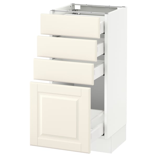 SEKTION / MAXIMERA Armoire inf 4 tir, blanc/Bodbyn blanc cassé, 15x15x30 "