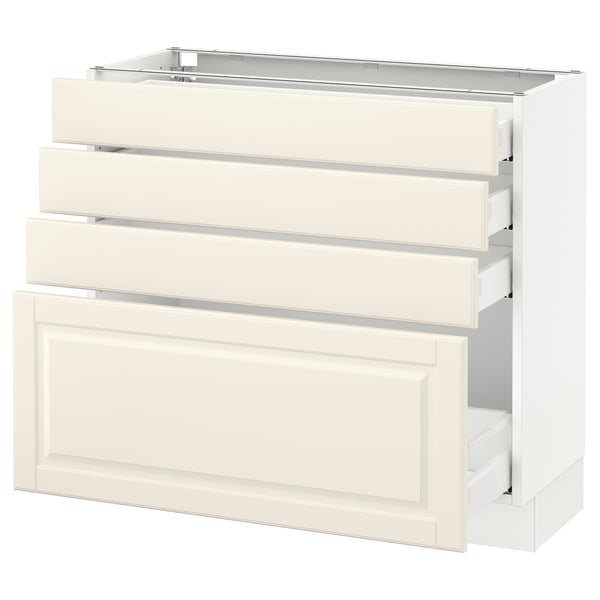 SEKTION / MAXIMERA Armoire inf 4 tir, blanc/Bodbyn blanc cassé, 36x15x30 "