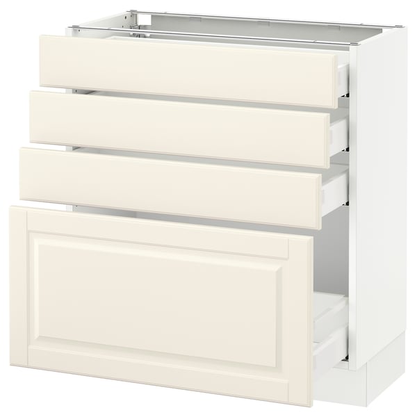 SEKTION / MAXIMERA Armoire inf 4 tir, blanc/Bodbyn blanc cassé, 30x15x30 "