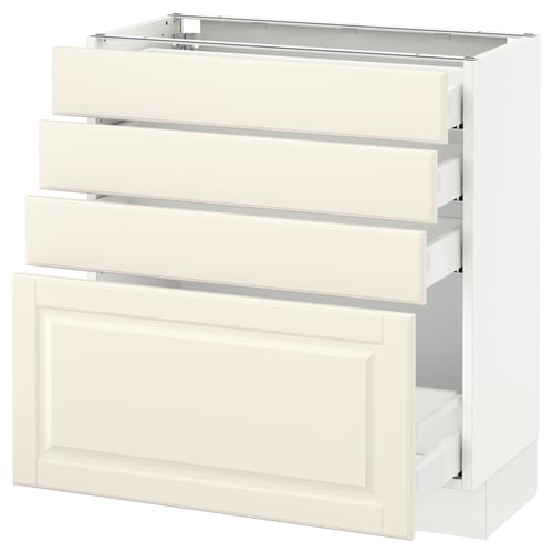 SEKTION / MAXIMERA Armoire inf 4 tir, blanc/Bodbyn blanc cassé, 30x15x30 "