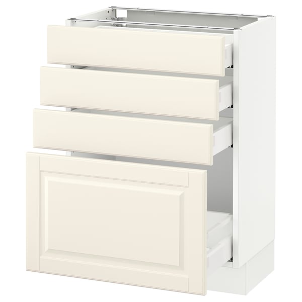 SEKTION / MAXIMERA Armoire inf 4 tir, blanc/Bodbyn blanc cassé, 24x15x30 "