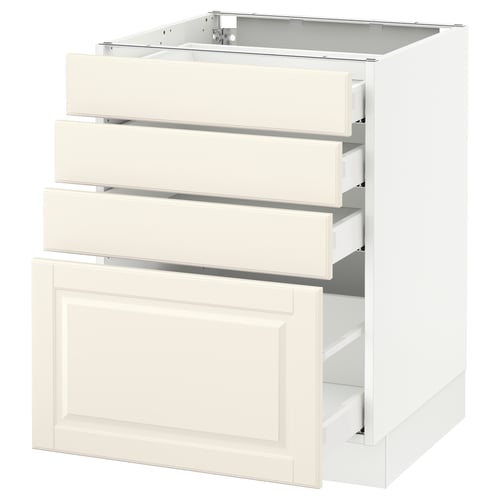 SEKTION / MAXIMERA Armoire inf 4 tir, blanc/Bodbyn blanc cassé, 24x24x30 "