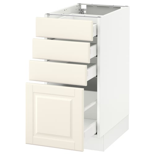SEKTION / MAXIMERA Armoire inf 4 tir, blanc/Bodbyn blanc cassé, 15x24x30 "