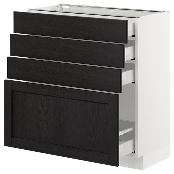 SEKTION / MAXIMERA Armoire inf 4 tir, blanc/Lerhyttan teinté noir, 30x15x30 "