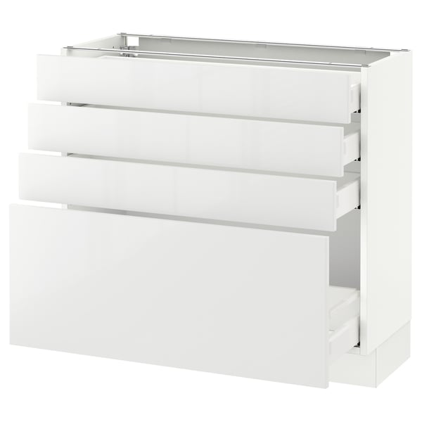 SEKTION / MAXIMERA Armoire inf 4 tir, blanc/Ringhult blanc, 36x15x30 "
