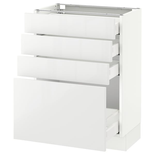 SEKTION / MAXIMERA Armoire inf 4 tir, blanc/Ringhult blanc, 24x15x30 "