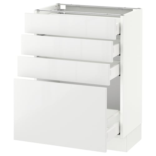 SEKTION / MAXIMERA Armoire inf 4 tir, blanc/Ringhult blanc, 24x15x30 "