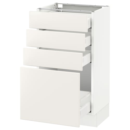 SEKTION / MAXIMERA Armoire inf 4 tir, blanc/Veddinge blanc, 18x15x30 "