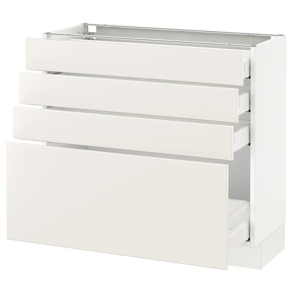 SEKTION / MAXIMERA Armoire inf 4 tir, blanc/Veddinge blanc, 36x15x30 "