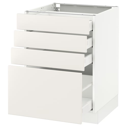 SEKTION / MAXIMERA Armoire inf 4 tir, blanc/Veddinge blanc, 24x24x30 "