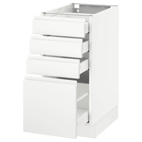 SEKTION / MAXIMERA Armoire inf 4 tir, blanc/Voxtorp blanc mat, 15x24x30 "