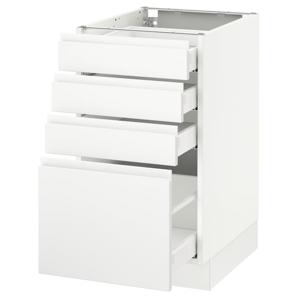 SEKTION / MAXIMERA Armoire inf 4 tir, blanc/Voxtorp blanc mat, 18x24x30 "