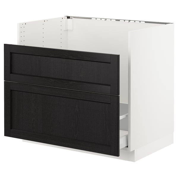 SEKTION / MAXIMERA Armoire inf pr év HAVSEN/p tri/2fac, blanc/Lerhyttan teinté noir, 36x24x30 "