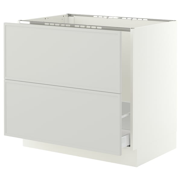 SEKTION / MAXIMERA Armoire inf pr évier/tri/2 faces, blanc/Aspudden gris clair, 36x24x30 "