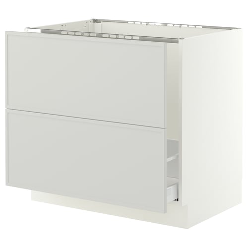 SEKTION / MAXIMERA Armoire inf pr évier/tri/2 faces, blanc/Aspudden gris clair, 36x24x30 "