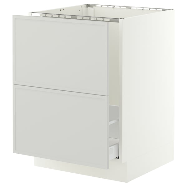 SEKTION / MAXIMERA Armoire inf pr évier/tri/2 faces, blanc/Aspudden gris clair, 24x24x30 "