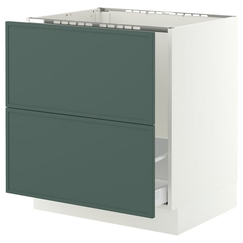 SEKTION / MAXIMERA Armoire inf pr évier/tri/2 faces, blanc/Aspudden gris-vert foncé, 30x24x30 "
