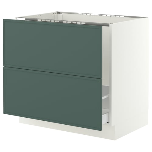 SEKTION / MAXIMERA Armoire inf pr évier/tri/2 faces, blanc/Aspudden gris-vert foncé, 36x24x30 "