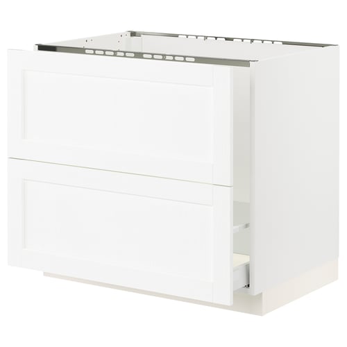 SEKTION / MAXIMERA Armoire inf pr évier/tri/2 faces, blanc Enköping/blanc effet bois, 36x24x30 "
