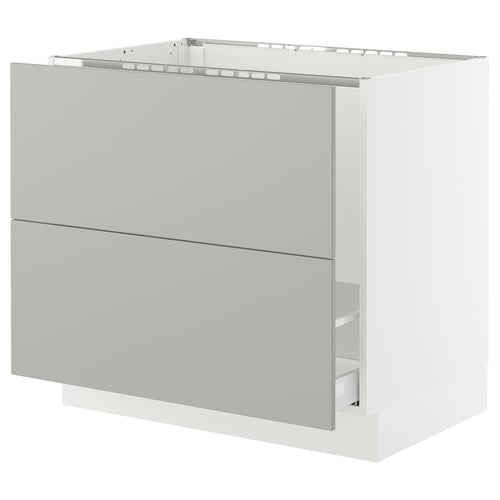 SEKTION / MAXIMERA Armoire inf pr évier/tri/2 faces, blanc/Havstorp gris clair, 36x24x30 "
