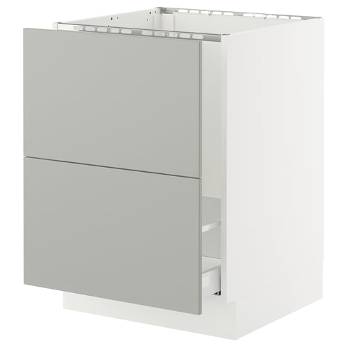 SEKTION / MAXIMERA Armoire inf pr évier/tri/2 faces, blanc/Havstorp gris clair, 24x24x30 "