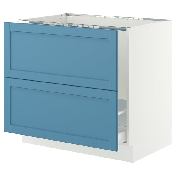 SEKTION / MAXIMERA Armoire inf pr évier/tri/2 faces, blanc/Lerhyttan bleu, 36x24x30 "