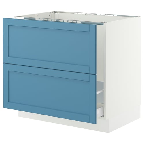 SEKTION / MAXIMERA Armoire inf pr évier/tri/2 faces, blanc/Lerhyttan bleu, 36x24x30 "