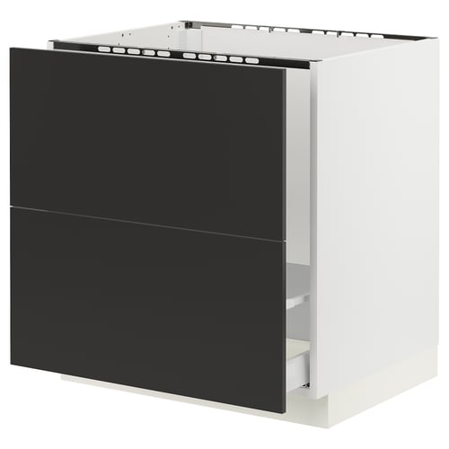 SEKTION / MAXIMERA Armoire inf pr évier/tri/2 faces, blanc/Nickebo anthracite mat, 30x24x30 "