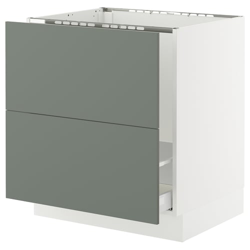 SEKTION / MAXIMERA Armoire inf pr évier/tri/2 faces, blanc/Nickebo gris -vert mat, 30x24x30 "