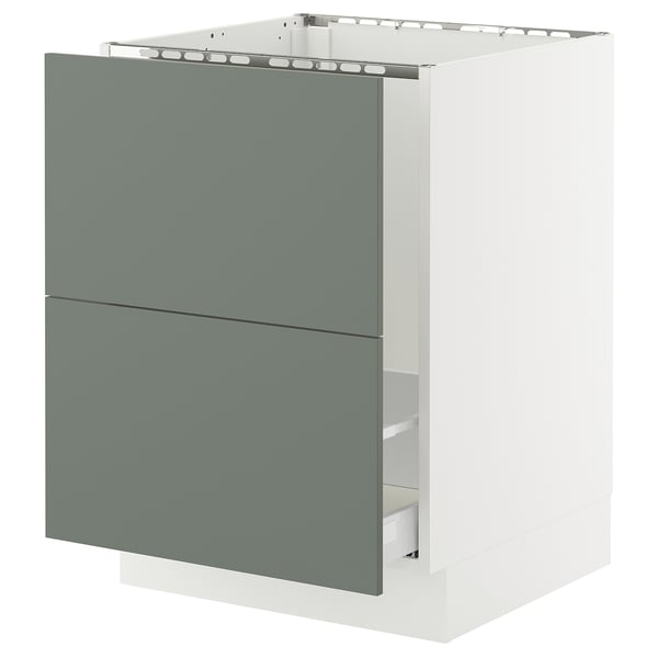 SEKTION / MAXIMERA Armoire inf pr évier/tri/2 faces, blanc/Nickebo gris -vert mat, 24x24x30 "