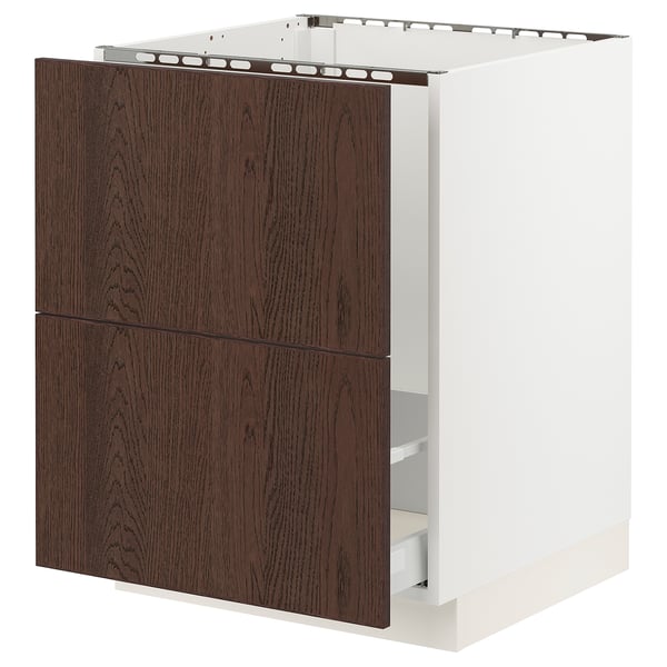 SEKTION / MAXIMERA Armoire inf pr évier/tri/2 faces, blanc/Sinarp brun, 24x24x30 "