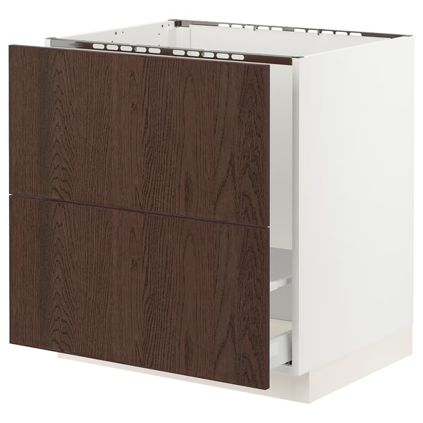 SEKTION / MAXIMERA Armoire inf pr évier/tri/2 faces, blanc/Sinarp brun, 30x24x30 "