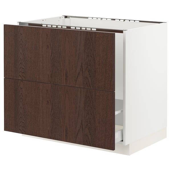 SEKTION / MAXIMERA Armoire inf pr évier/tri/2 faces, blanc/Sinarp brun, 36x24x30 "