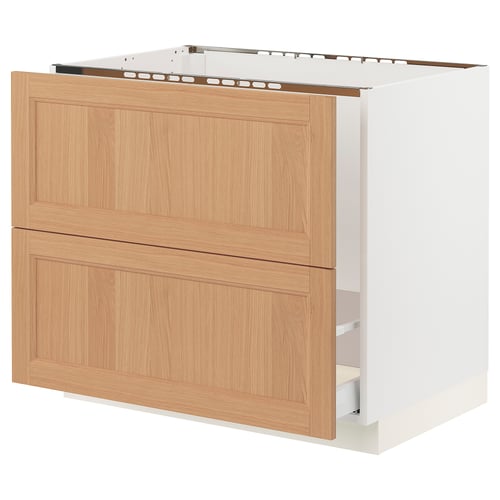 SEKTION / MAXIMERA Armoire inf pr évier/tri/2 faces, blanc/Vedhamn chêne, 36x24x30 "