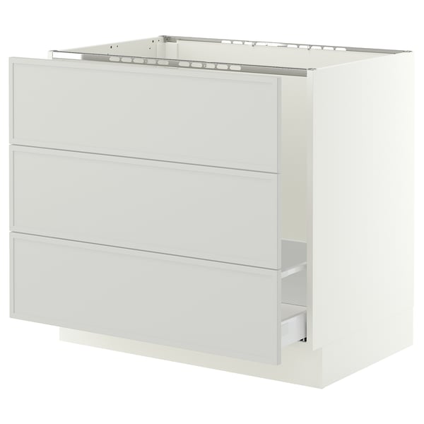SEKTION / MAXIMERA Armoire inf pr évier/tri/3 faces, blanc/Aspudden gris clair, 36x24x30 "