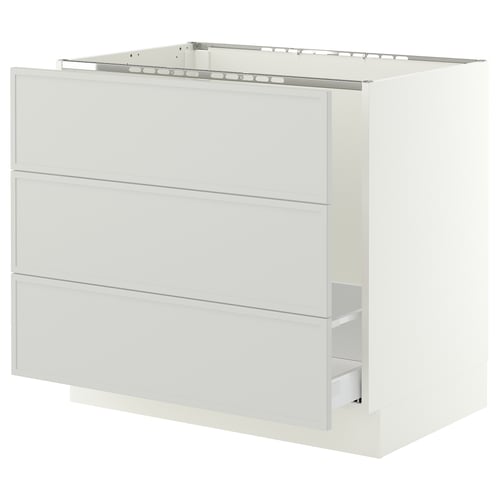 SEKTION / MAXIMERA Armoire inf pr évier/tri/3 faces, blanc/Aspudden gris clair, 36x24x30 "