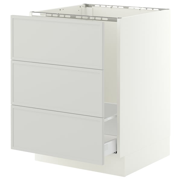 SEKTION / MAXIMERA Armoire inf pr évier/tri/3 faces, blanc/Aspudden gris clair, 24x24x30 "