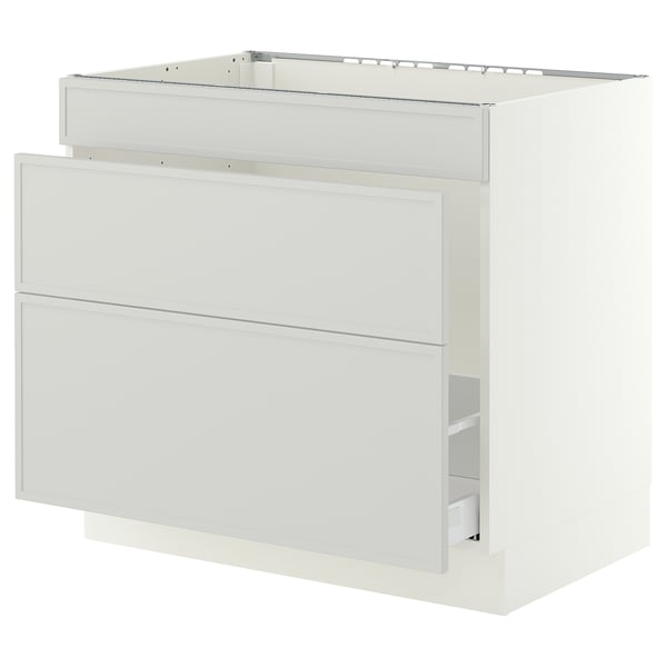 SEKTION / MAXIMERA Armoire inf pr évier/tri/3 faces, blanc/Aspudden gris clair, 36x24x30 "