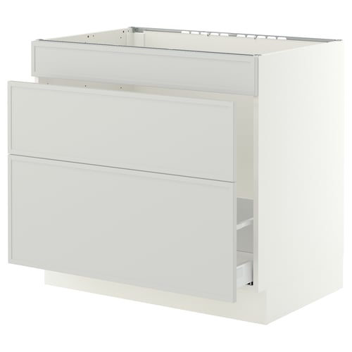 SEKTION / MAXIMERA Armoire inf pr évier/tri/3 faces, blanc/Aspudden gris clair, 36x24x30 "