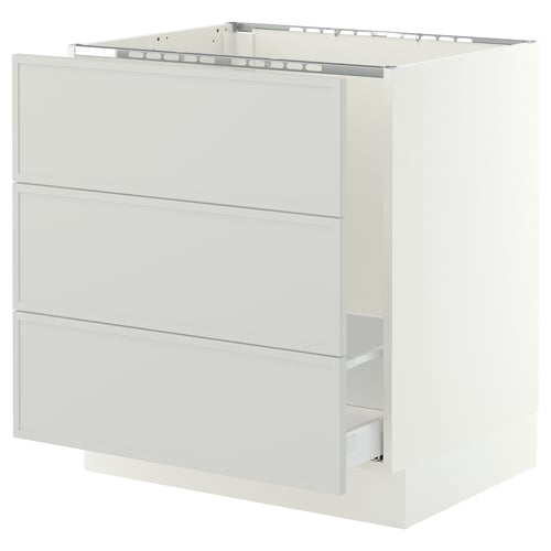 SEKTION / MAXIMERA Armoire inf pr évier/tri/3 faces, blanc/Aspudden gris clair, 30x24x30 "