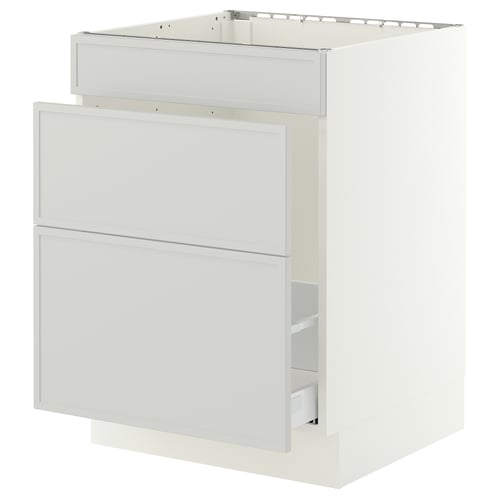 SEKTION / MAXIMERA Armoire inf pr évier/tri/3 faces, blanc/Aspudden gris clair, 24x24x30 "