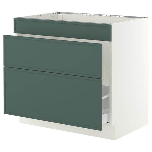 SEKTION / MAXIMERA Armoire inf pr évier/tri/3 faces, blanc/Aspudden gris-vert foncé, 36x24x30 "