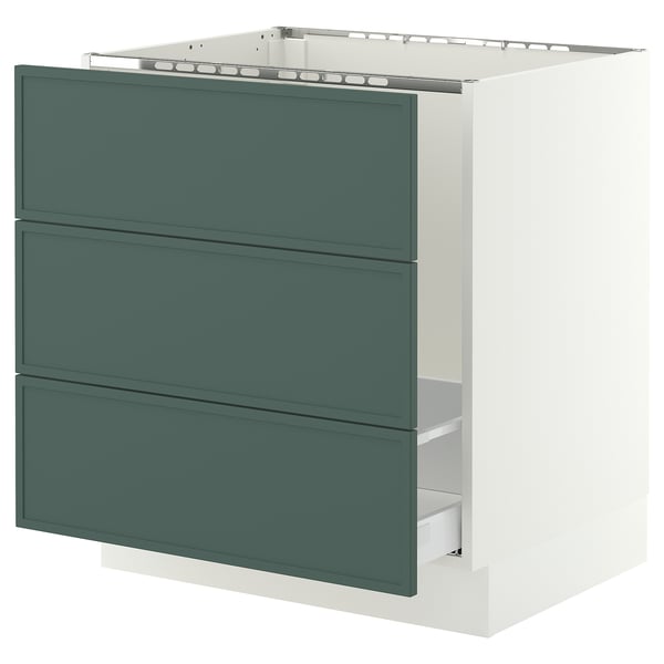 SEKTION / MAXIMERA Armoire inf pr évier/tri/3 faces, blanc/Aspudden gris-vert foncé, 30x24x30 "