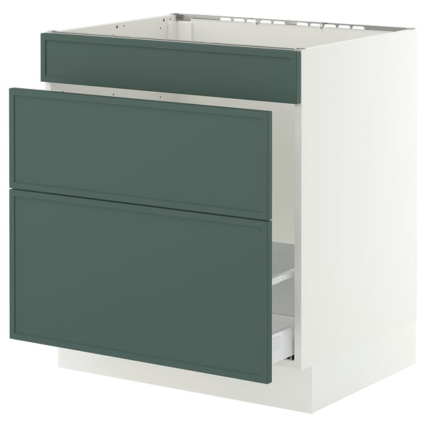SEKTION / MAXIMERA Armoire inf pr évier/tri/3 faces, blanc/Aspudden gris-vert foncé, 30x24x30 "