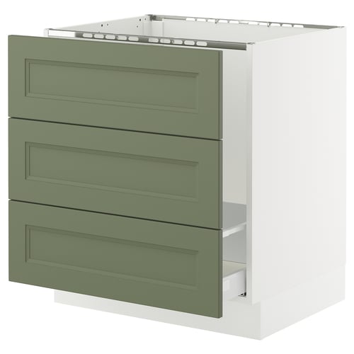 SEKTION / MAXIMERA Armoire inf pr évier/tri/3 faces, blanc/Axstad gris-vert, 30x24x30 "