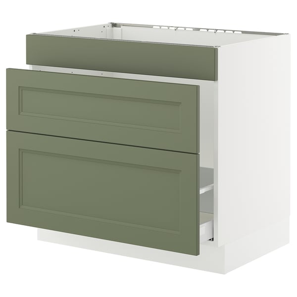 SEKTION / MAXIMERA Armoire inf pr évier/tri/3 faces, blanc/Axstad gris-vert, 36x24x30 "