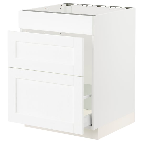 SEKTION / MAXIMERA Armoire inf pr évier/tri/3 faces, blanc Enköping/blanc effet bois, 24x24x30 "