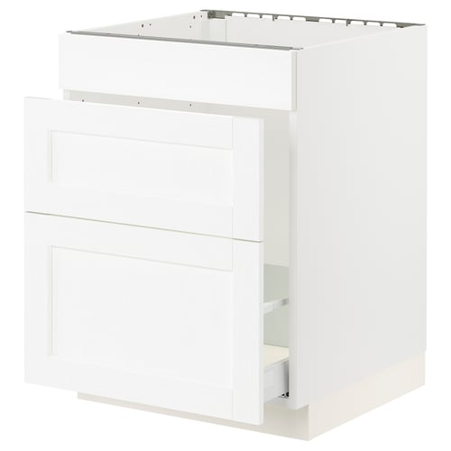 SEKTION / MAXIMERA Armoire inf pr évier/tri/3 faces, blanc Enköping/blanc effet bois, 24x24x30 "